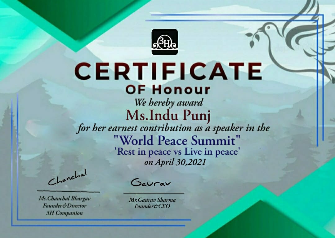 Speaker in World Peace Summit